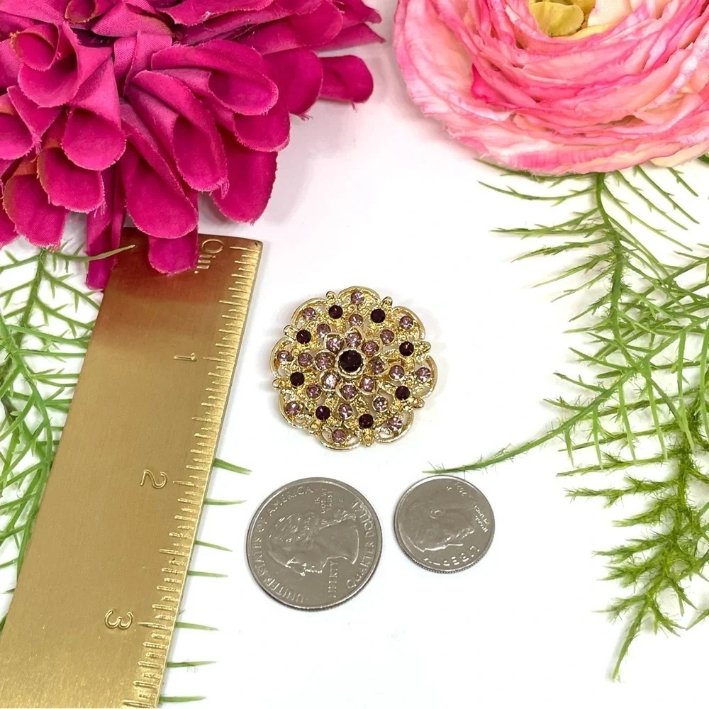 NEW⚜️Plum Crystal Cluster Embellished Brooch